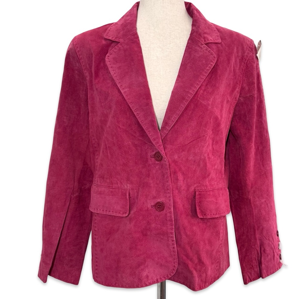 New Frontier Fuchsia button Blazer Top Stitch sz L